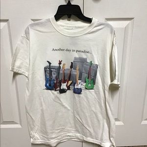 Another day in paradise white guitar T-shirt